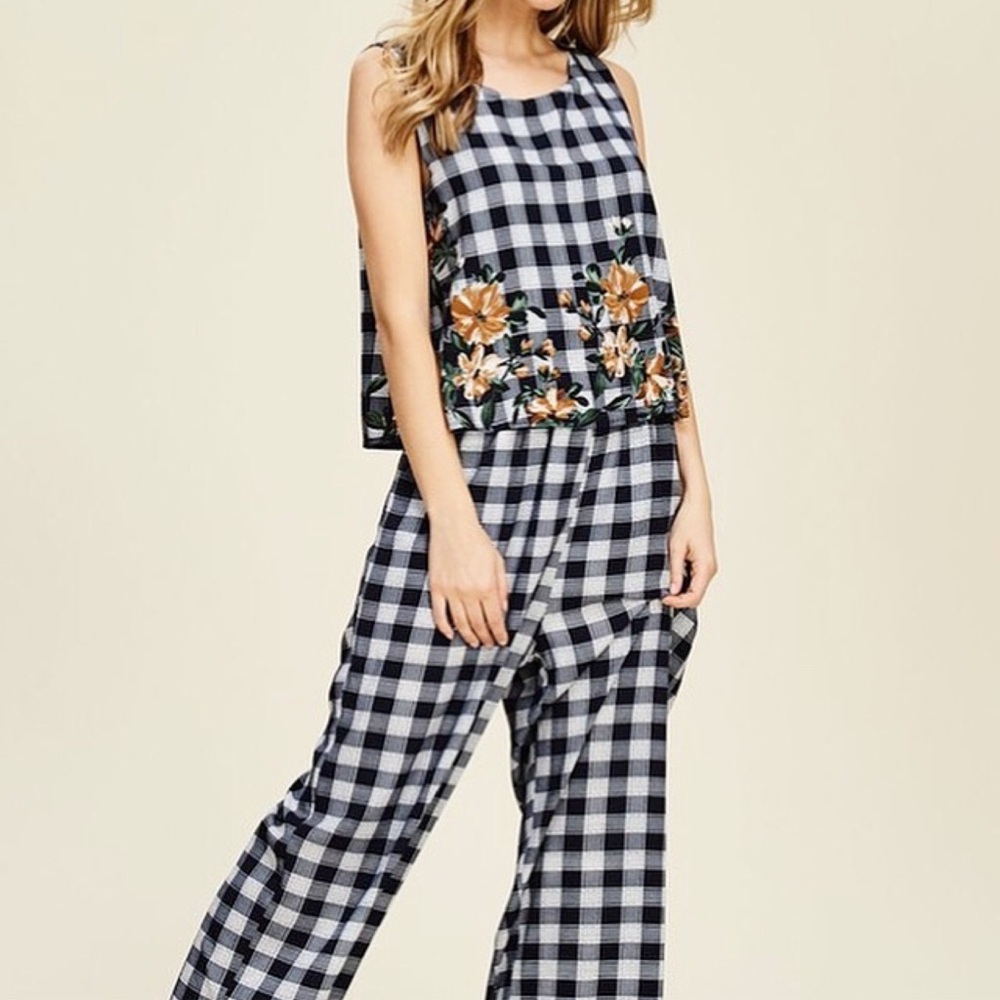Oversized checkered jumpsuit